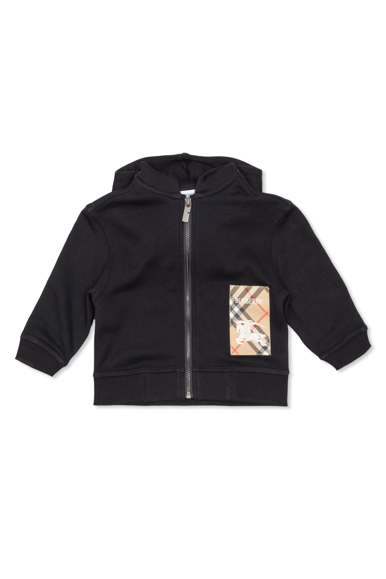 キッズアウター Burberry FW25 'Jimmy' hoodie (8104314 SANDIPCHECK) Check Label Cotton Zip Hoodie in Nutmeg - Women | Burberry
